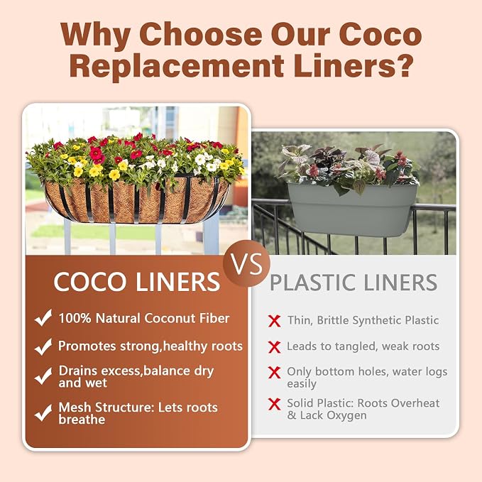 Legigo 4PCS 36 Inch Natural Trough Coco Coir Liners Planters Replacement - Image 5