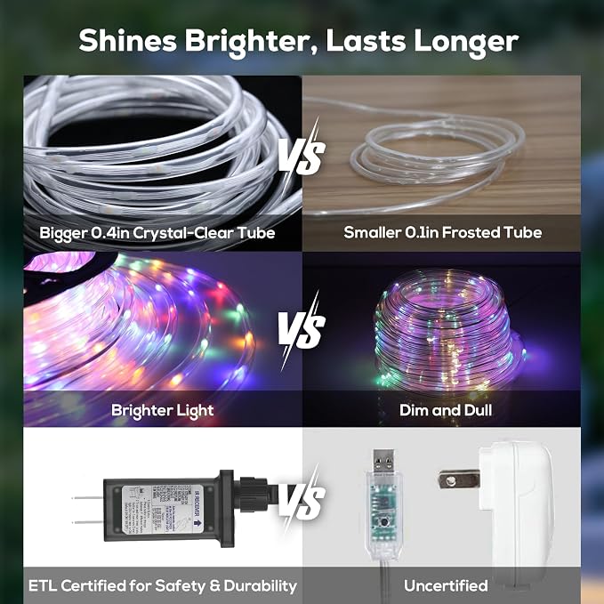 100FT 720 LED Christmas Rope Lights Outdoor Waterproof - Image 6