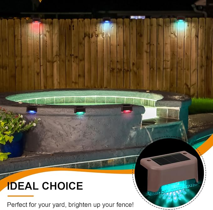 Geelin 32 Pcs Solar Deck Lights Outdoor, Waterproof LED Solar Step Fence Lights - Image 6