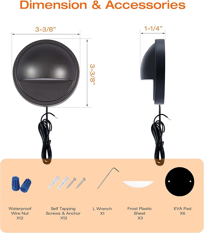 CLOUDY BAY 3CCT Low Voltage LED Deck Lights Outdoor, 2700K/3500K/5000K - Image 6