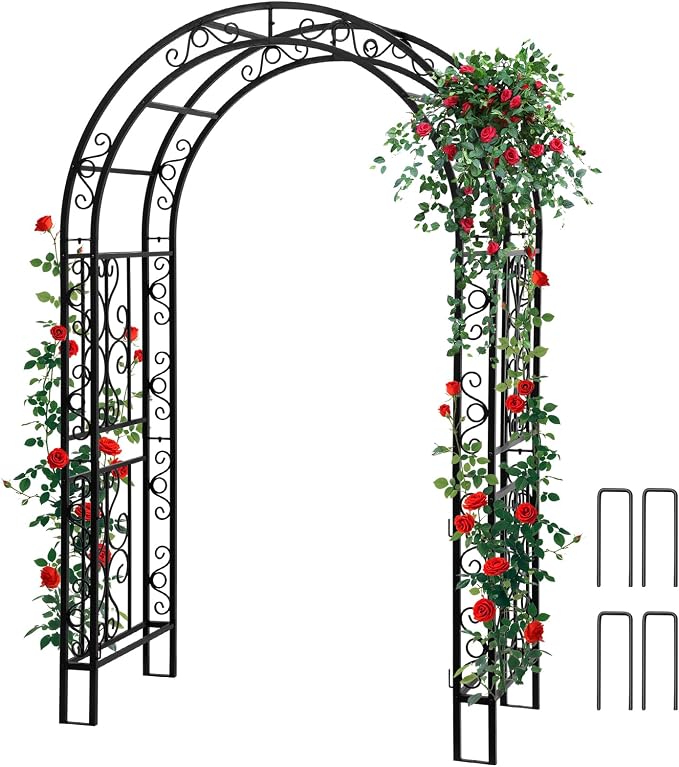 Garden Arch Arbor 83 Inches Tall, Heavy Duty Metal Iron Arbor by Hitgrand
