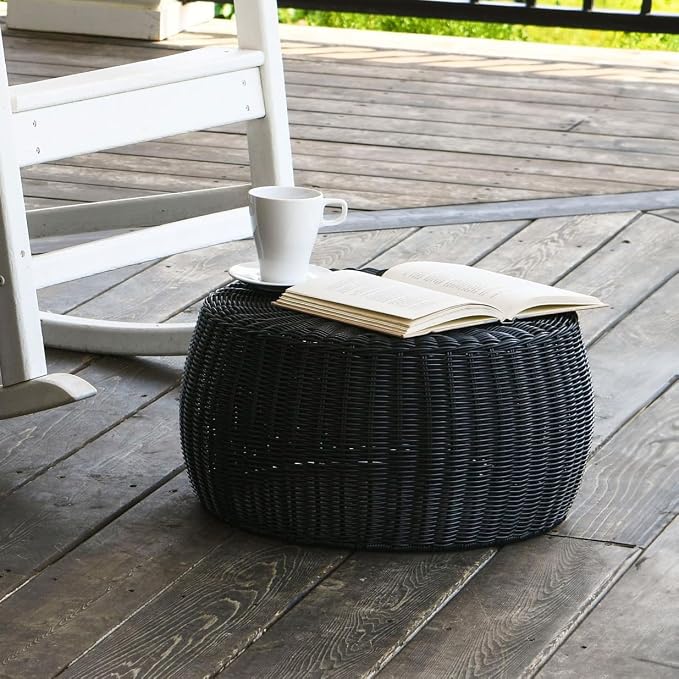 Household Essentials Handwoven Resin Storage Stool Ottoman - Image 6