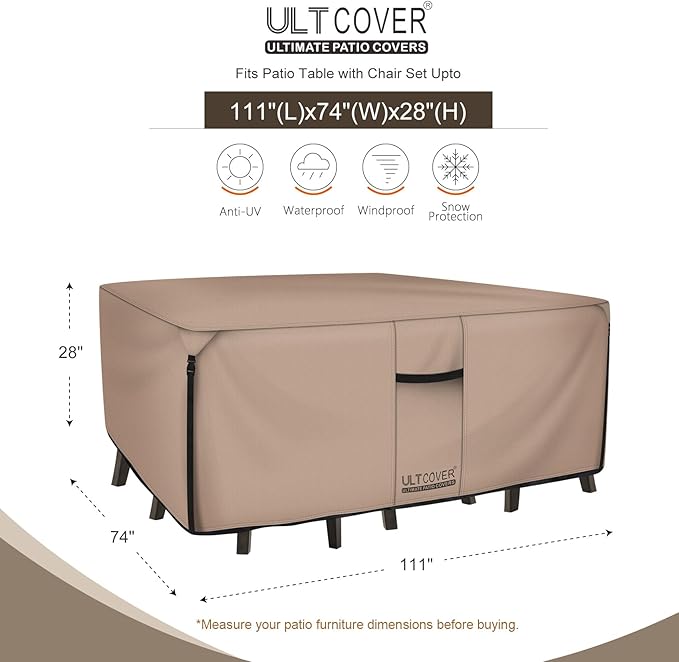 ULTCOVER Rectangular Patio Heavy Duty Table Cover - Image 2