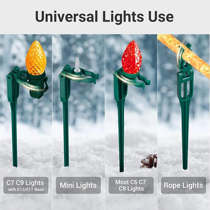 SURAIELEC 50 PCS Christmas Light Stakes, 9.5" Tall Stakes - Image 3