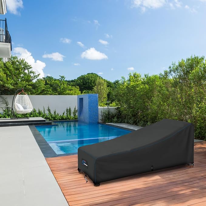 SIRUITON 2 PCS Outdoor Chaise Lounge Cover, Heavy Duty Waterproof & UV - Image 6