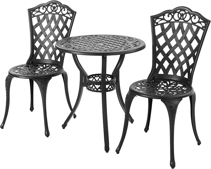 NUU GARDEN 3-Piece Patio Bistro Set Outdoor Cast Aluminum Bistro Table and by NUUGARDENCORPORATION