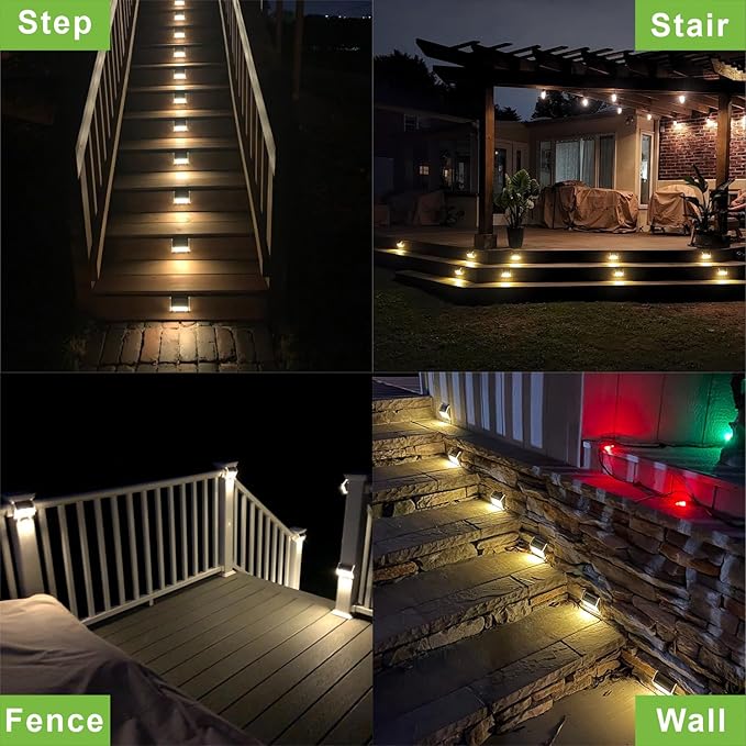 XLUX Solar Lights for Steps Decks Pathway Yard Stairs Fences, LED lamp - Image 6