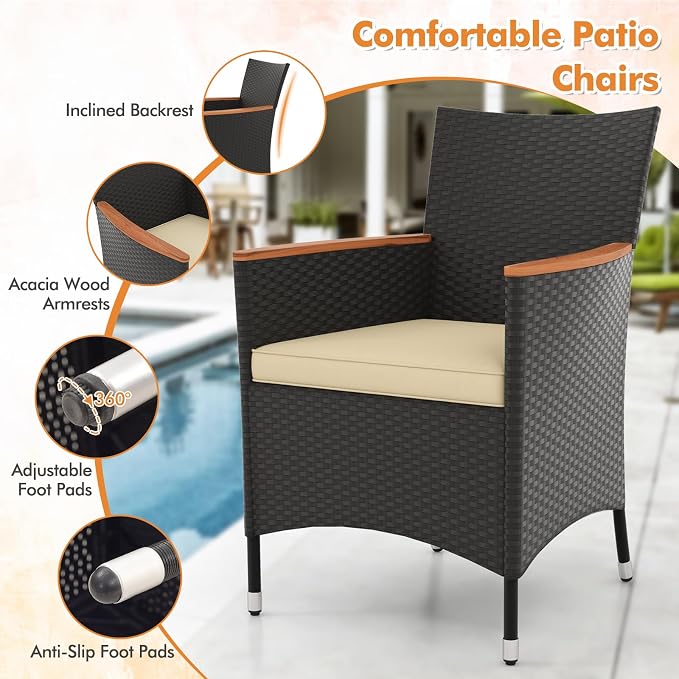 Tangkula 5 Pieces Rattan Outdoor Dining Set - Image 7