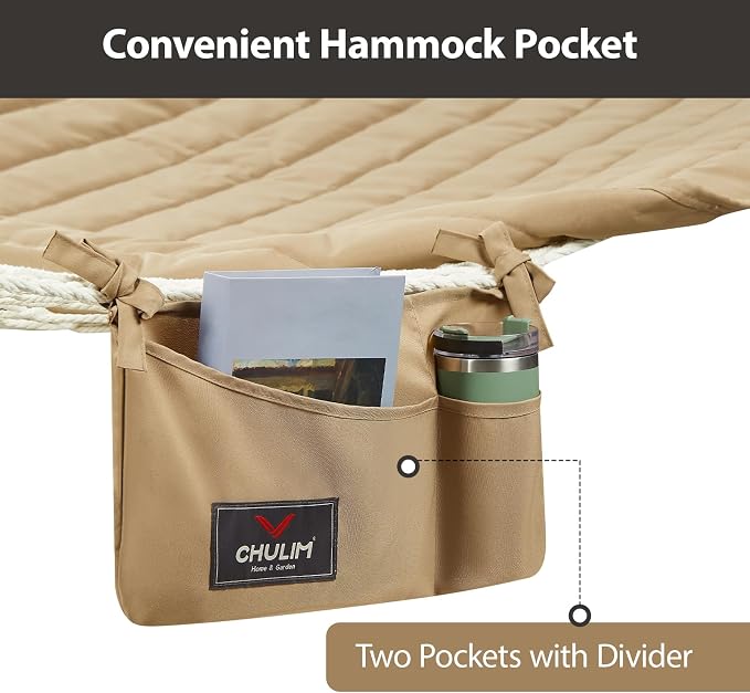 Outdoor Double Hammock with Hardwood Spreader Bars, Large Rope Hammock with - Image 5