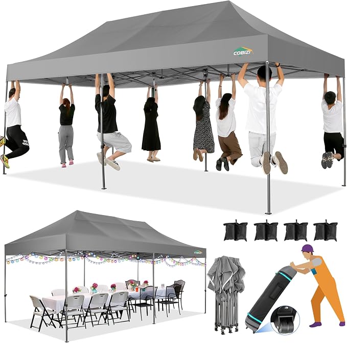 COBIZI 10x20 Heavy Duty Pop up Canopy Tent Without Sidewall Easy Up Commercial by COBIZI