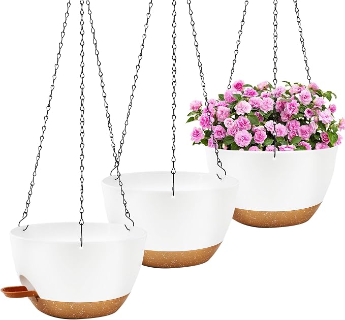 10 inch Hanging Planters for Indoor Plants, 3 Pack Self-Watering Hanging by Unknown