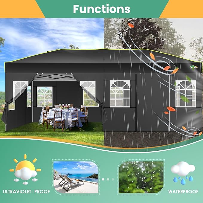 COBIZI 10x20 Pop Up Canopy Tent, Outdoor Party Tent - Image 4