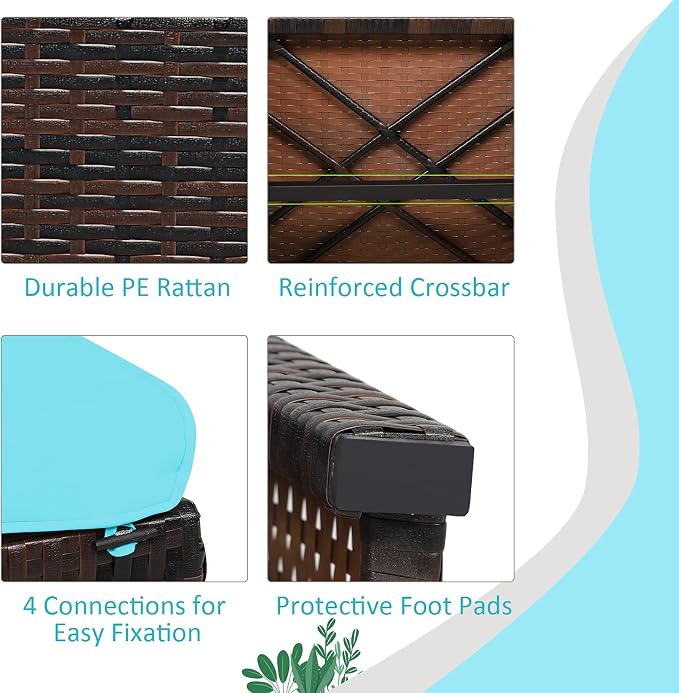 Tangkula 2 Pieces Patio Rattan Ottomans, All Weather Outdoor Footstool Footrest - Image 6