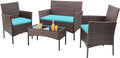 Homall 4 Pieces Patio Rattan Chair Wicker, Outdoor Indoor Use Backyard Porch by Homall