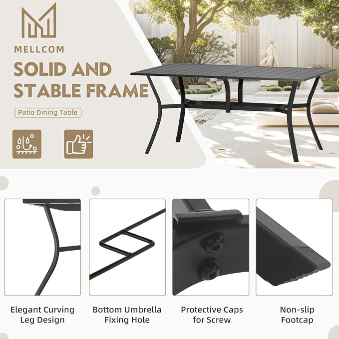 MELLCOM 7 Pieces Outdoor Dining Set, 6 Swivel Rocker Chairs - Image 8
