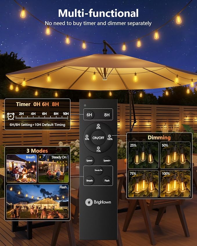 Brightown 37FT Solar String Lights Outdoor Waterproof - Image 7