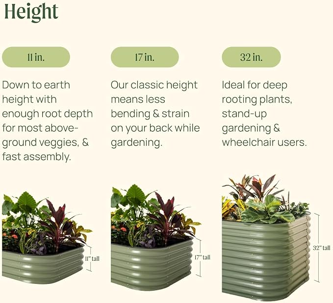 Vego garden 17" Tall 42" Round Raised Garden Bed Metal Raised Bed Planter Box - Image 9