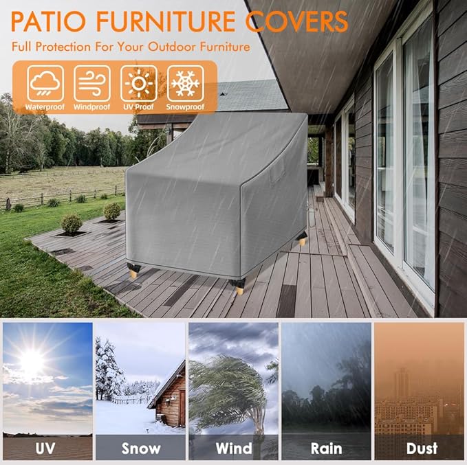 WLEAFJ Outdoor Chair Covers Waterproof, Heavy Duty Wicker Garden Sofa Chair - Image 5