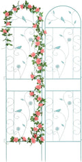 Metal Garden Trellis for Climbing Plants, 2 Pack 86.5" x 19.7" Green Plant by FHWTY