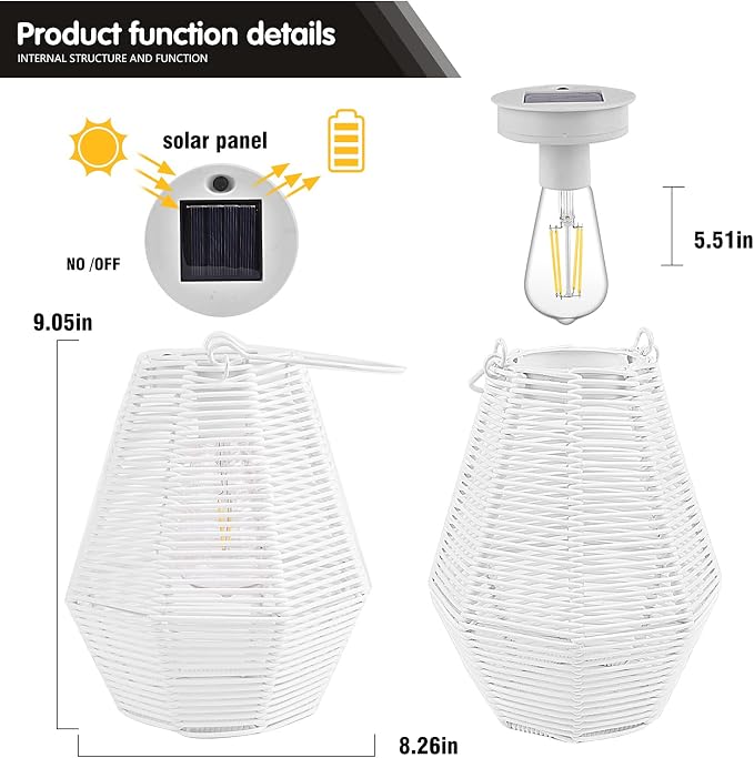 Outdoor Solar Lantern Hanging Decorative Rattan Lanterns - Image 6