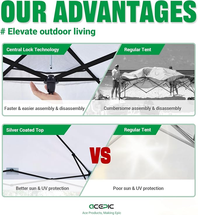 10x10 Pop Up Canopy Tent, 300D Silver-Coating Top, Pop Up Canopy Tent Instant - Image 3