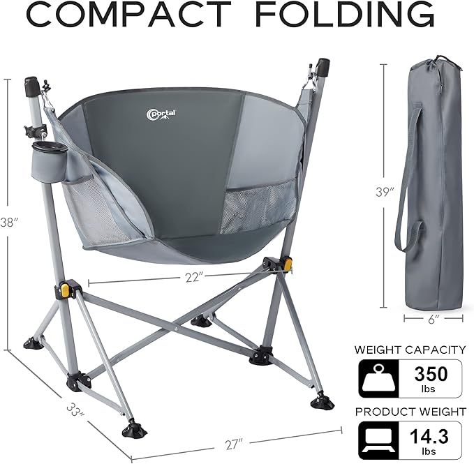 Portal Large Hammock Camping Chair Folding Rocking Chairs Portable Swinging - Image 3
