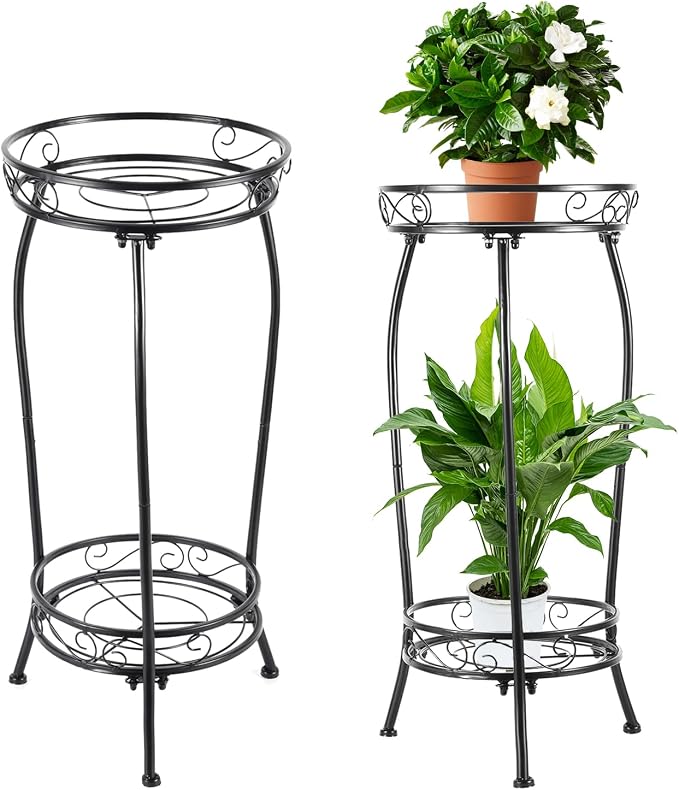 Plant Stand Indoor Outdoor，Tall Black Metal Rustproof Stable Plant Stands，2 - Image 7