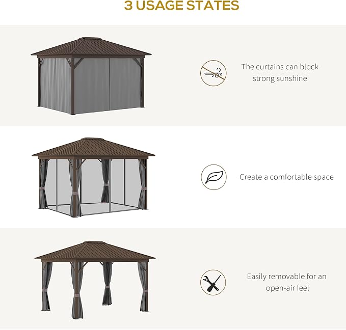 Outsunny 10' x 12' Hardtop Gazebo - Image 6