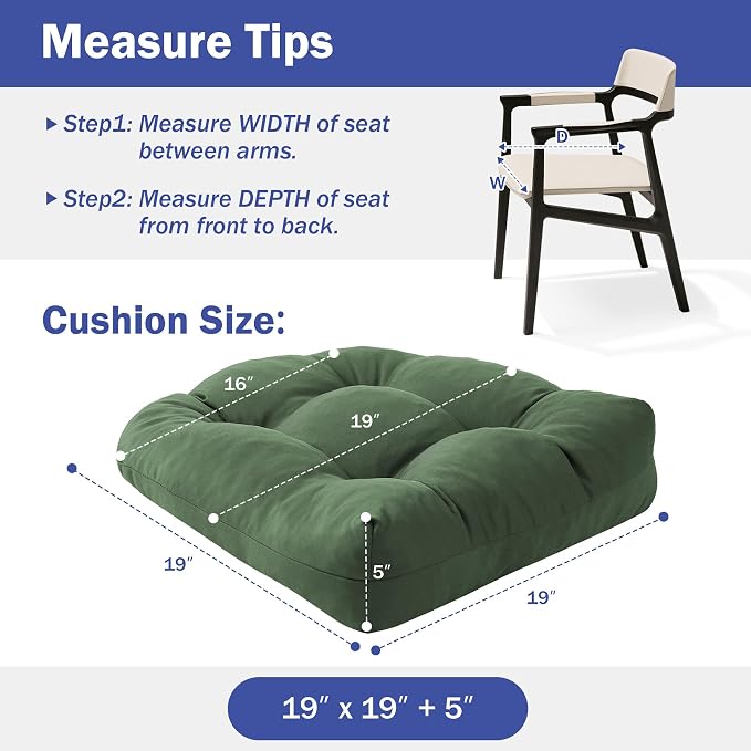 Outdoor Chair Cushions Set of 2, Patio Chair Cushions - Image 4