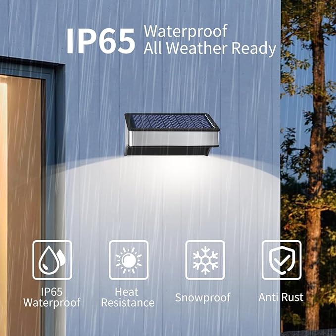 8 Pack Solar Fence Lights Outdoor RGB and 10 Colors Stainless Steel Dusk to - Image 6