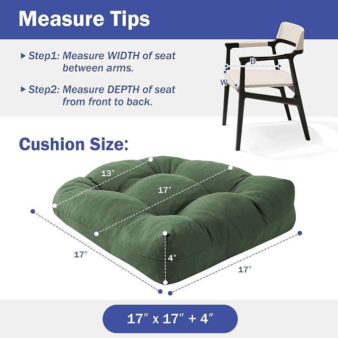 Outdoor Chair Cushions Set of 2, Patio Chair Cushions - Image 4