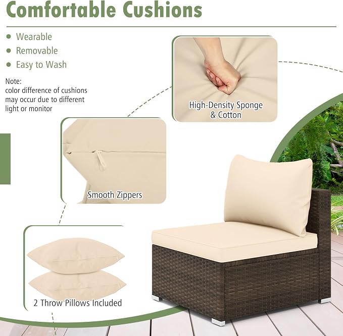 Tangkula 7 Pieces Wicker Patio Furniture Set, All-Weather Outdoor Rattan - Image 7