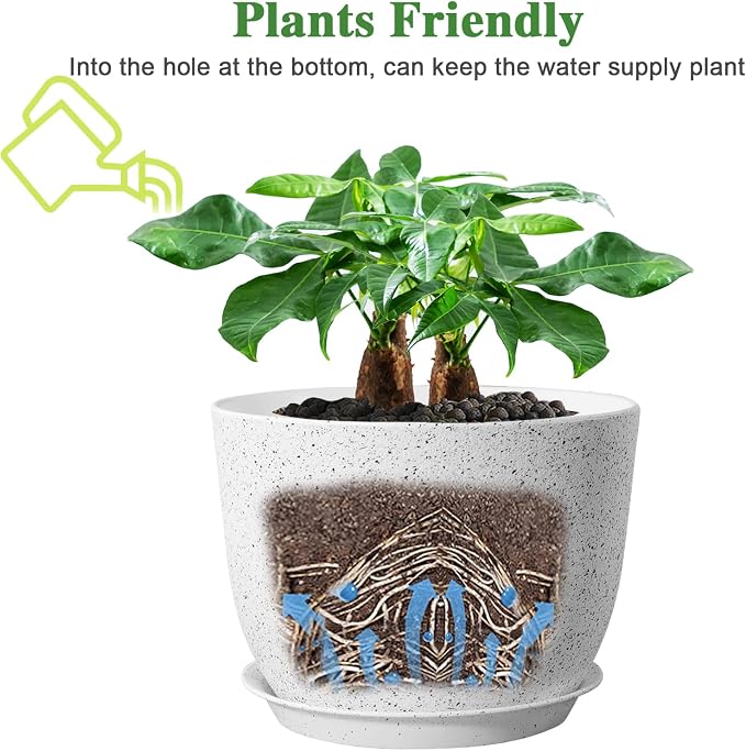 12inch Large Plant Pot, Modern Plastic Planter - Image 4