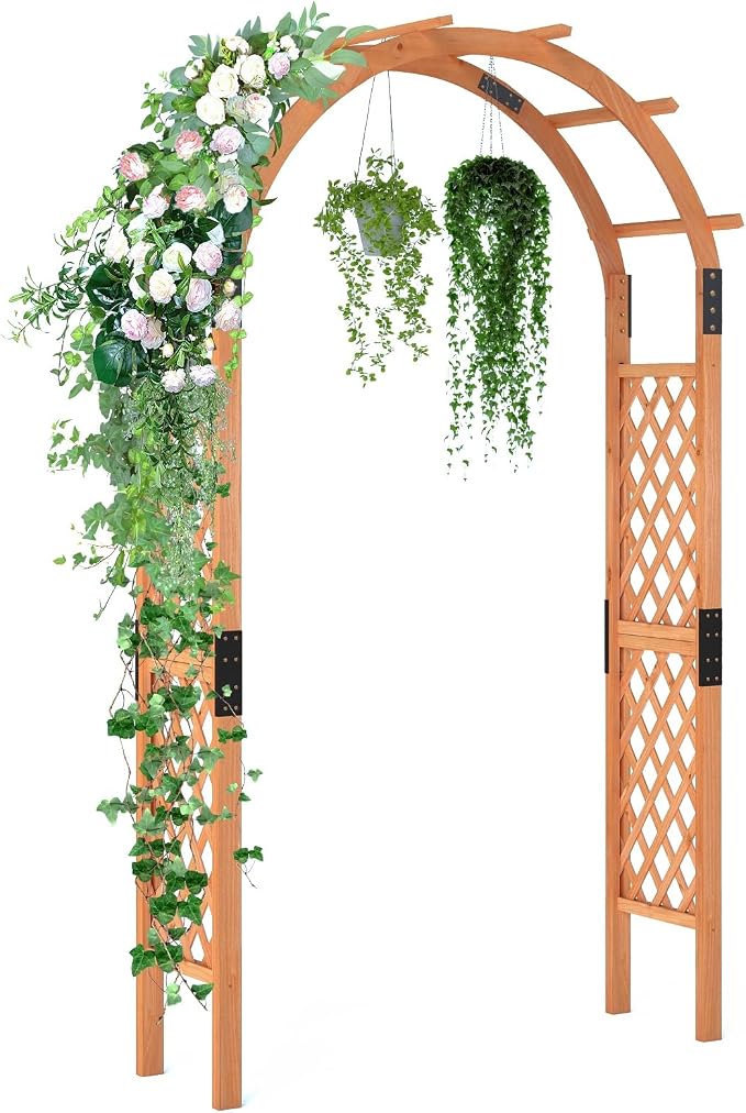 Giantex 7.7FT Wooden Garden Arbor Trellis, Outdoor Pergola Arch by Giantex