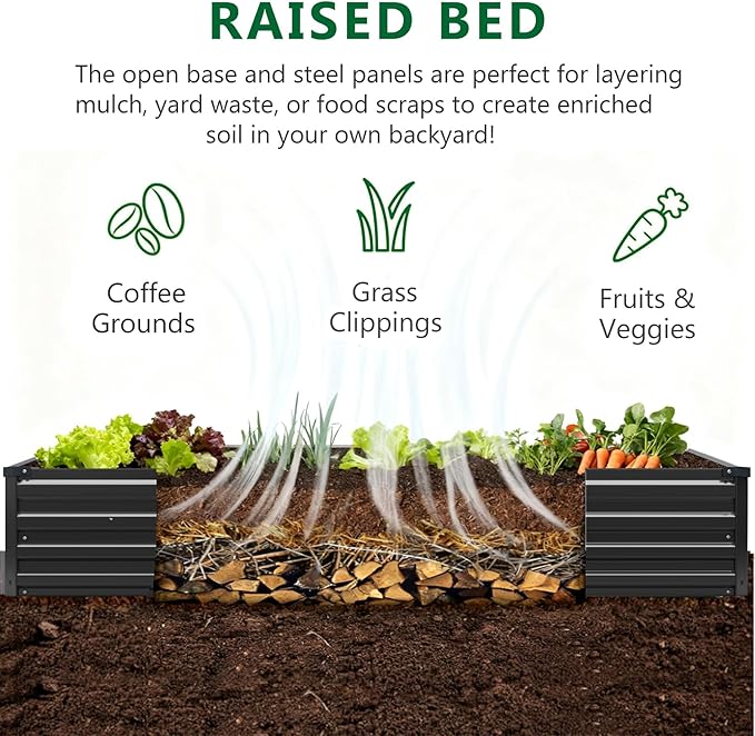 3 Pack 6x3x1FT Galvanized Raised Garden Bed Kit, Outdoor Metal Planter Box - Image 2