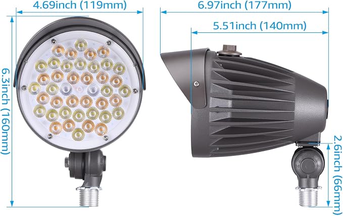 LEONLITE 20W/30W/40W 3CCT LED Bullet Flood Light, 4880LM 3000K/4000K/5000K - Image 7