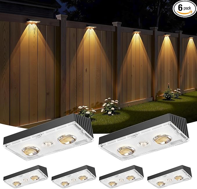 Bridika Solar Fence Lights Outdoor Waterproof, 6 Pack Solar Powered Deck Lights by Bridika