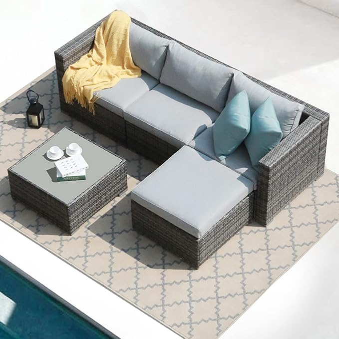 Patiorama 5 Piece Outdoor Patio Furniture Set, Sectional Conversation by Patiorama