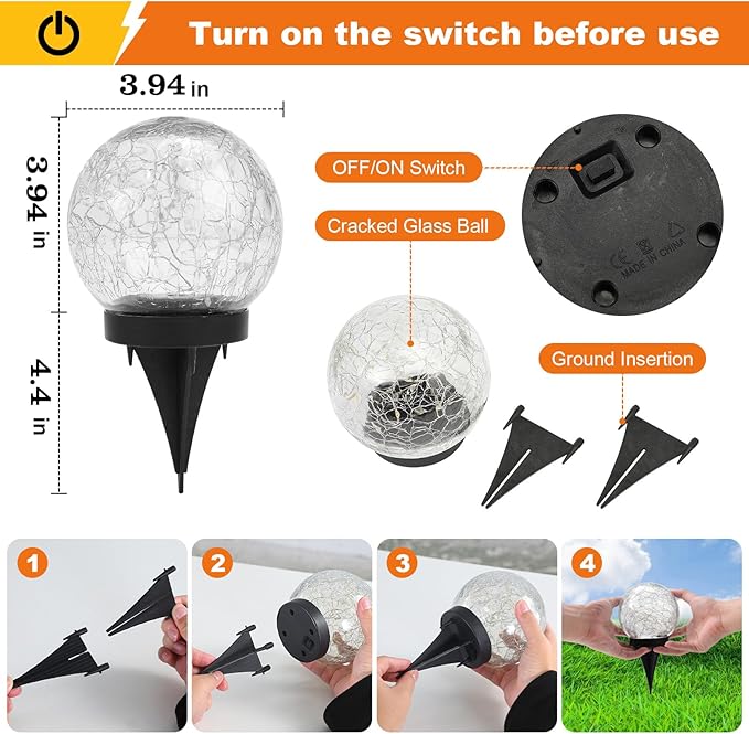 Solar Globe Lights Outdoor Waterproof-Solar Balls-Solar Garden Lights-Orbs - Image 4