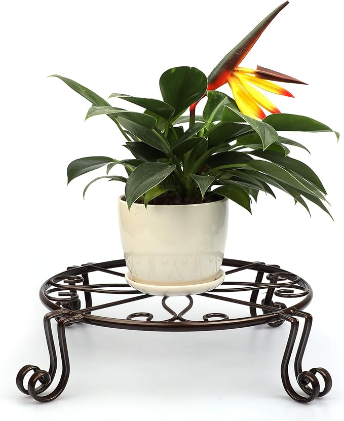 Brown Plant Stand for Flower Pot Heavy Duty Potted Holder Indoor Outdoor Metal - Image 5