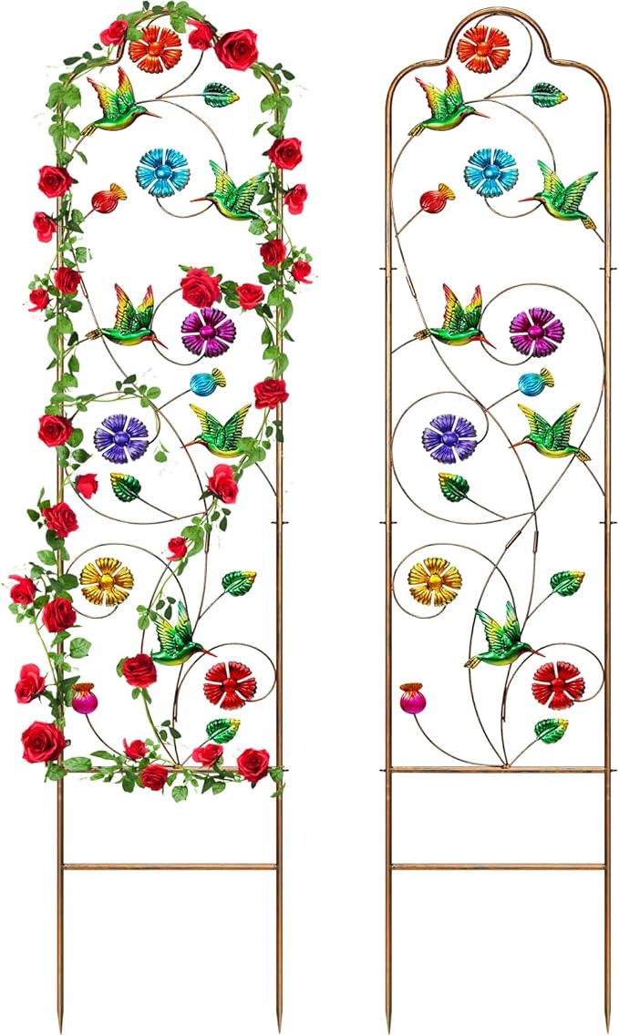 2 Pack Metal Garden Trellis Arched Fence Trellises by YADOOLIFE