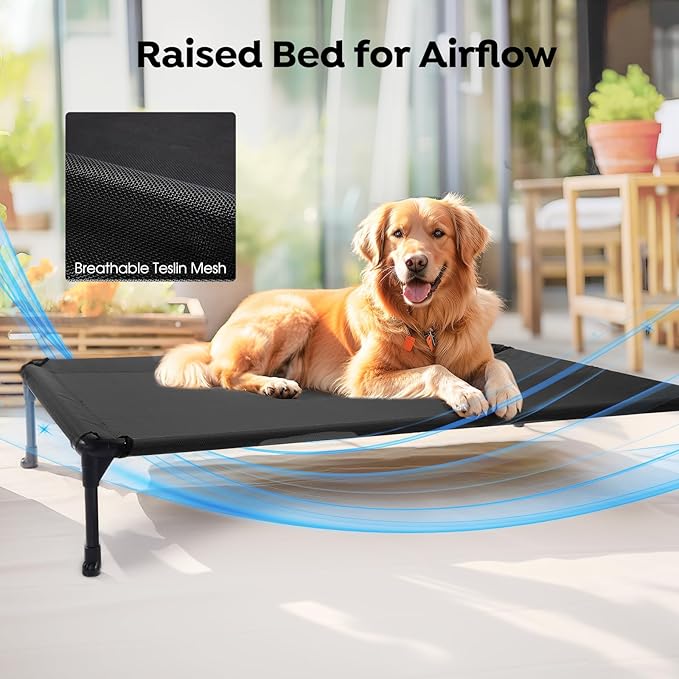 Veehoo Cooling Elevated Dog Bed Add Removable Waterproof Bolster Cushion Mat - Image 6