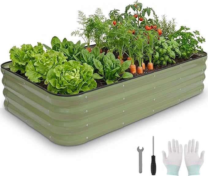 4 in 1Galvanized Raised Garden Bed by BIRDSINYARD