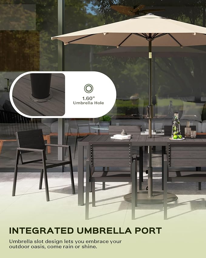 67" HDPS Outdoor Patio Dining Table, Aluminum-Edged Outdoor Dining Table - Image 6
