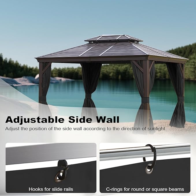 slashome 10'x12' Gazebo Curtains Outdoor Waterproof, Sidewalls - Image 5