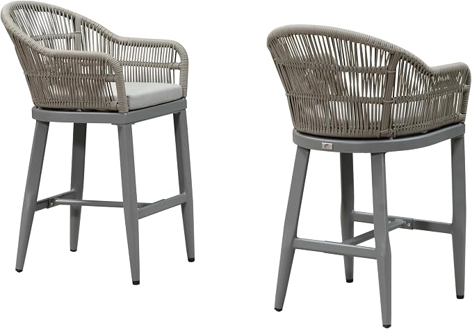 PURPLE LEAF Outdoor Counter Height Bar Stools Set of 2 Patio Metal Modern - Image 9
