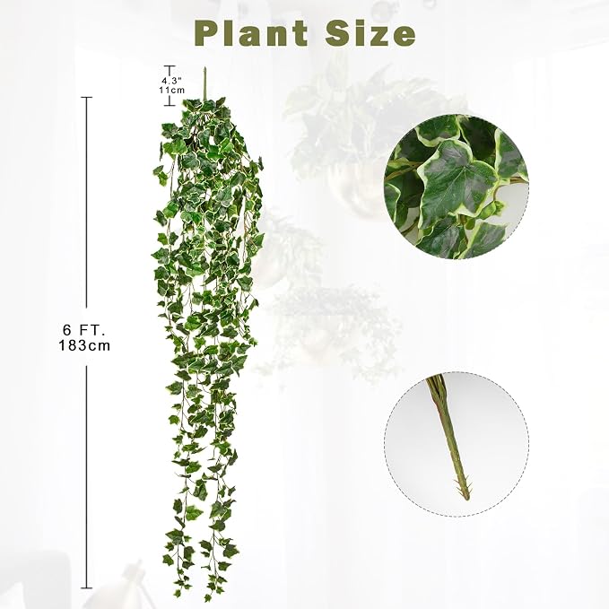 Hollyone Artificial Hanging Plants 6FT Fake Ivy Vine Faux Ivy Leaves Hanging - Image 2