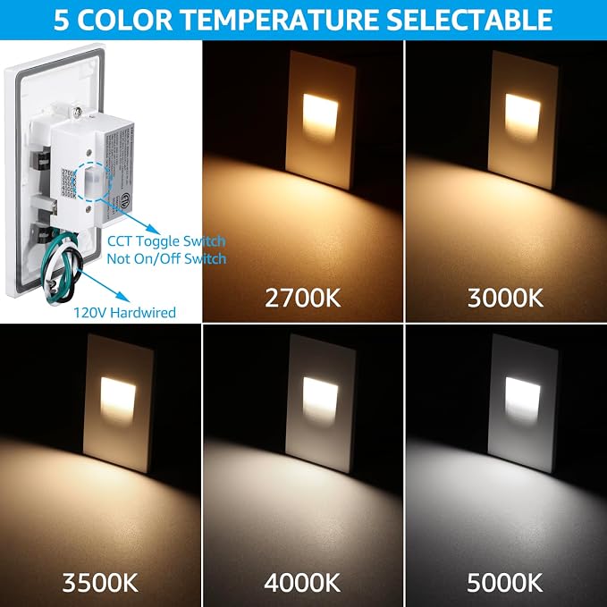 LEONLITE 12-Pack Premium Series 5CCT 120V LED Step Lights, Dimmable 3.5W Indoor - Image 2