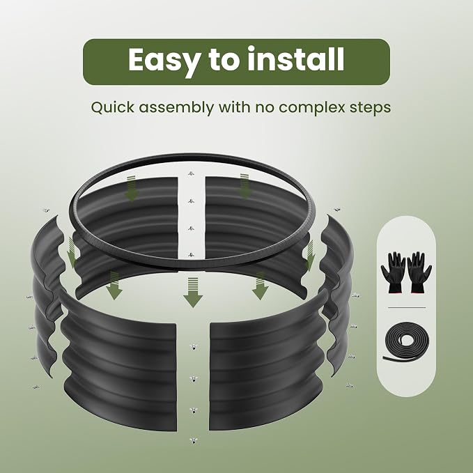 ZXZYHFTY Round Galvanized Raised Garden Bed kit, Round Large Metal Raised - Image 6
