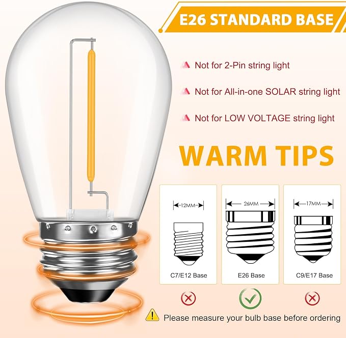 48 Pack LED S14 Replacement Light Bulbs, Shatterproof Outdoor 1 Watt to Replace - Image 4